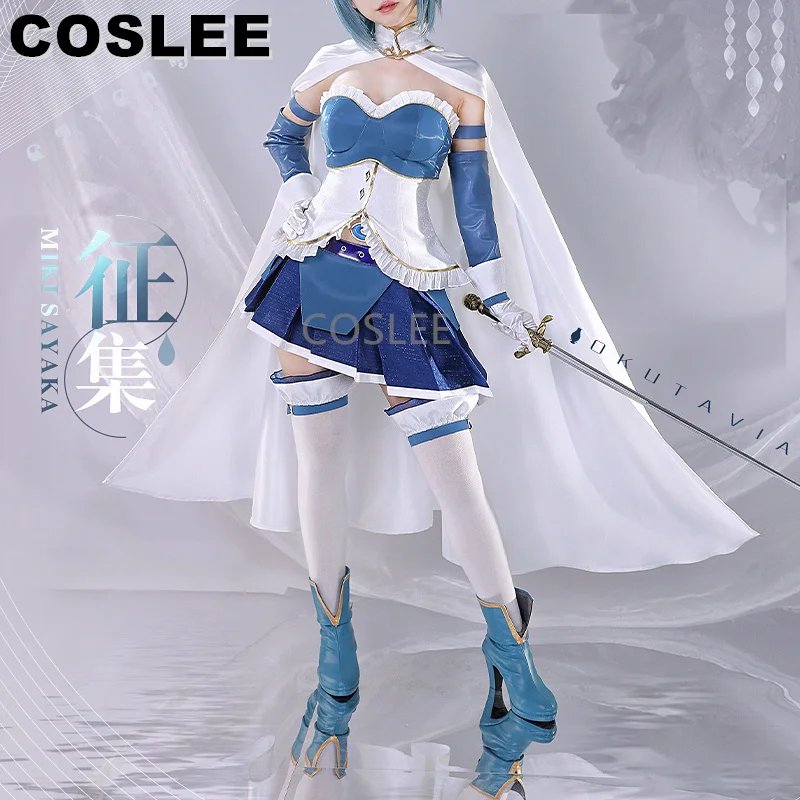 COSLEE Miki Sayaka Cosplay Costume Amine Puella Magi Madoka Magica Women Lovely Gorgeous Dress Uniform Clothing Halloween Party