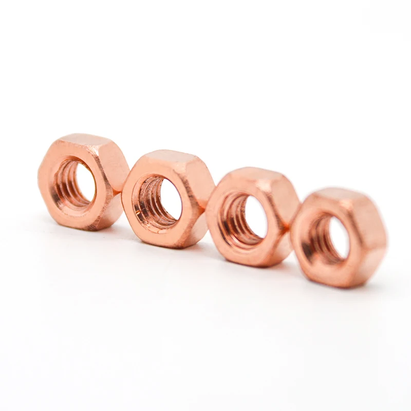 M3M4 M5M6 M8M10M12M14M16~M27 T2 Copper Hexagon Nut Red Copper Nut Conductive Conduction Nut Washer Locking Screw Cap Pure Copper