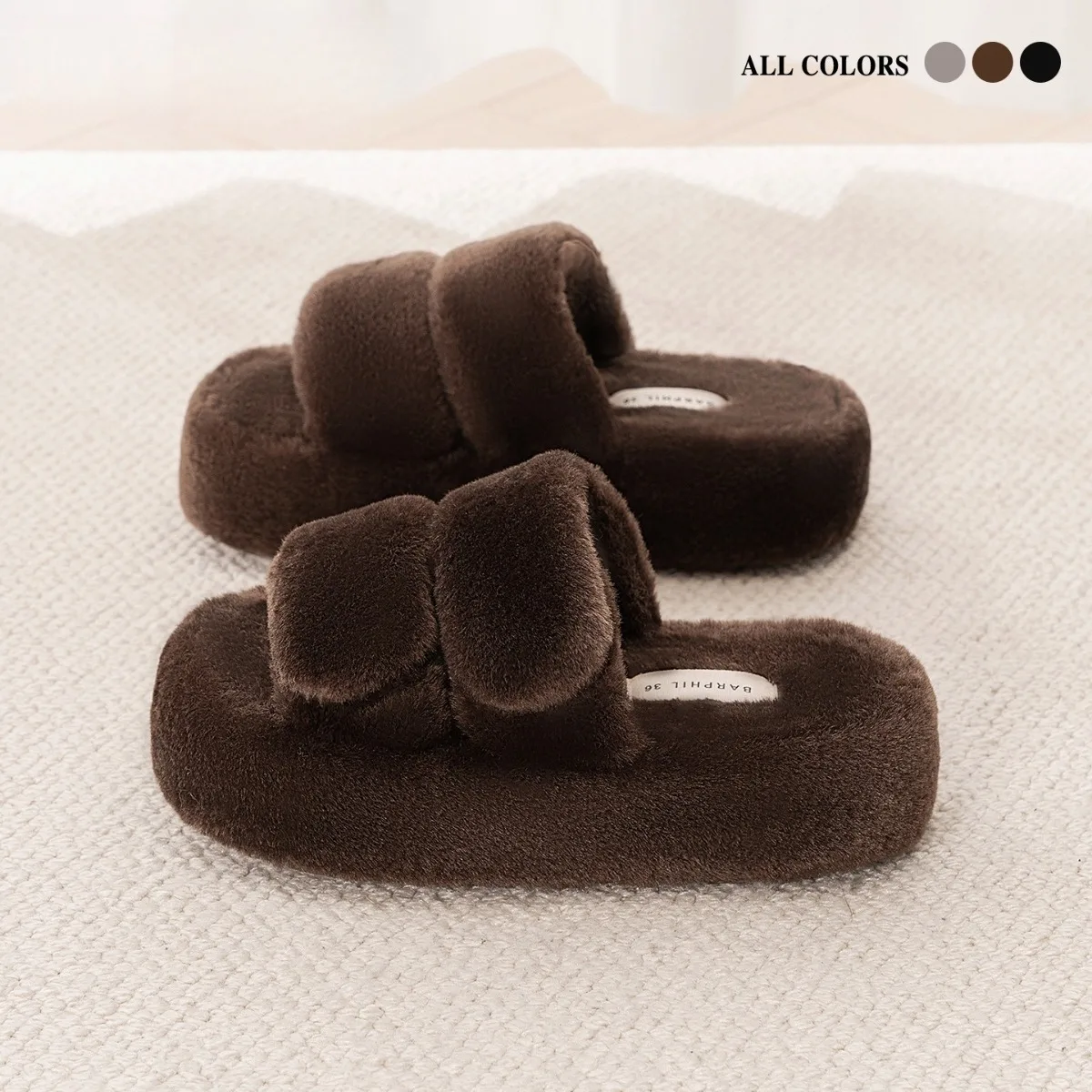 

Утепленные тапочки на толстой подошве, женские, осенне-зимние, новые, для улицы, нескользящие, высококачественные, комфортные, хлопковые.