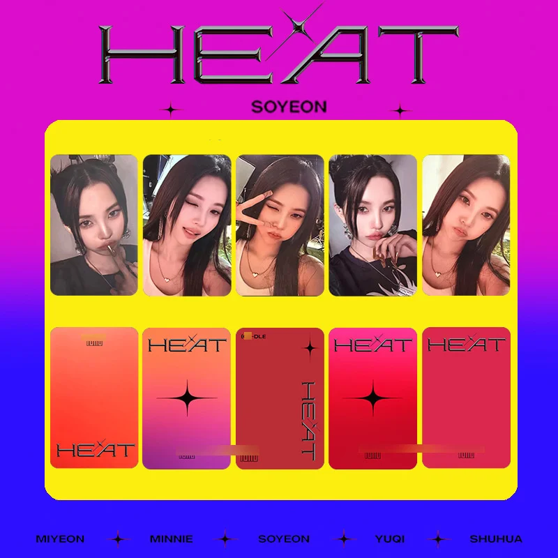 5/set Kpop (G)I-DLE New Album HEAT Single Small Card Song Yuqi Ye Shuhua Surrounding MINNIE GIDLE Collection Postcard Photo Card
