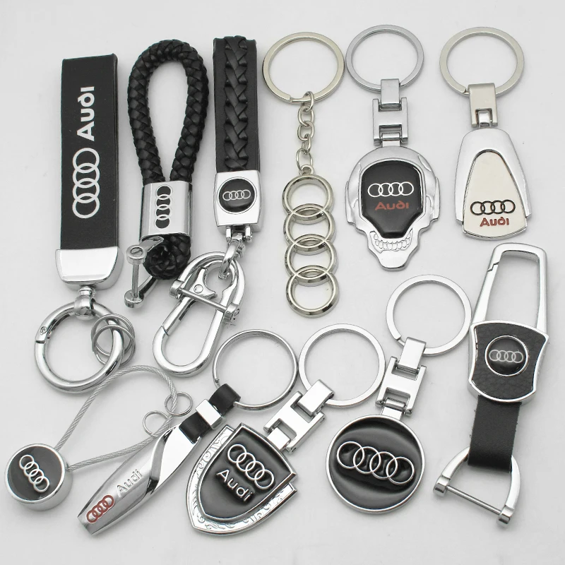 3D Metal Alloy Car Styling Logo Keychain for Audi Q3 Q5 A1 S1 A3 A4 S4 A5 A6 S6 RS6 A7 S7 RS7 TT Line Key Chain Ring Accessories