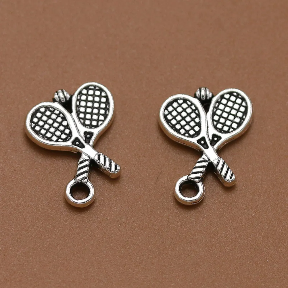 

20 шт. подвесок в виде ракеток для бадминтона, серебристые, из сплава, для изготовления украшений своими руками, для ожерелий, браслетов, декоративные аксессуары