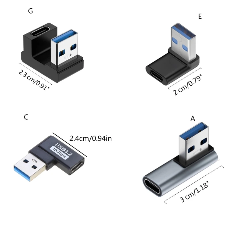 ADWE 90 องศาขวาขึ้นลงมุม USB3.0 ชายประเภท C หญิงอะแดปเตอร์สำหรับแล็ปท็อป PC เครื่องชาร์จ extension Converter