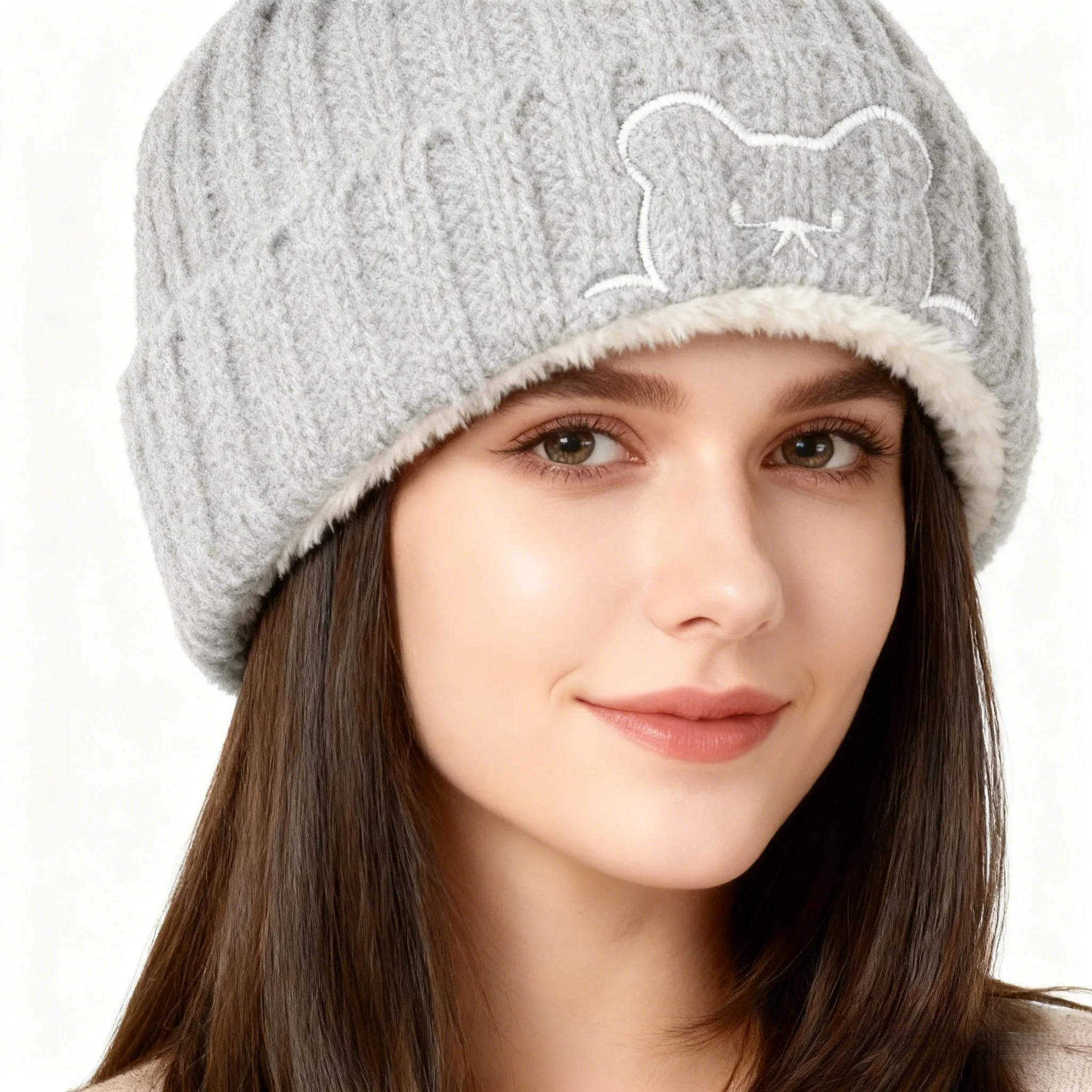 

Synthetic 18inch Hat Wig all-in-one Fashion Autumn and Winter Bear Knit Hat Clavicle Hair Versatile Internet Celebrity Wig Cap