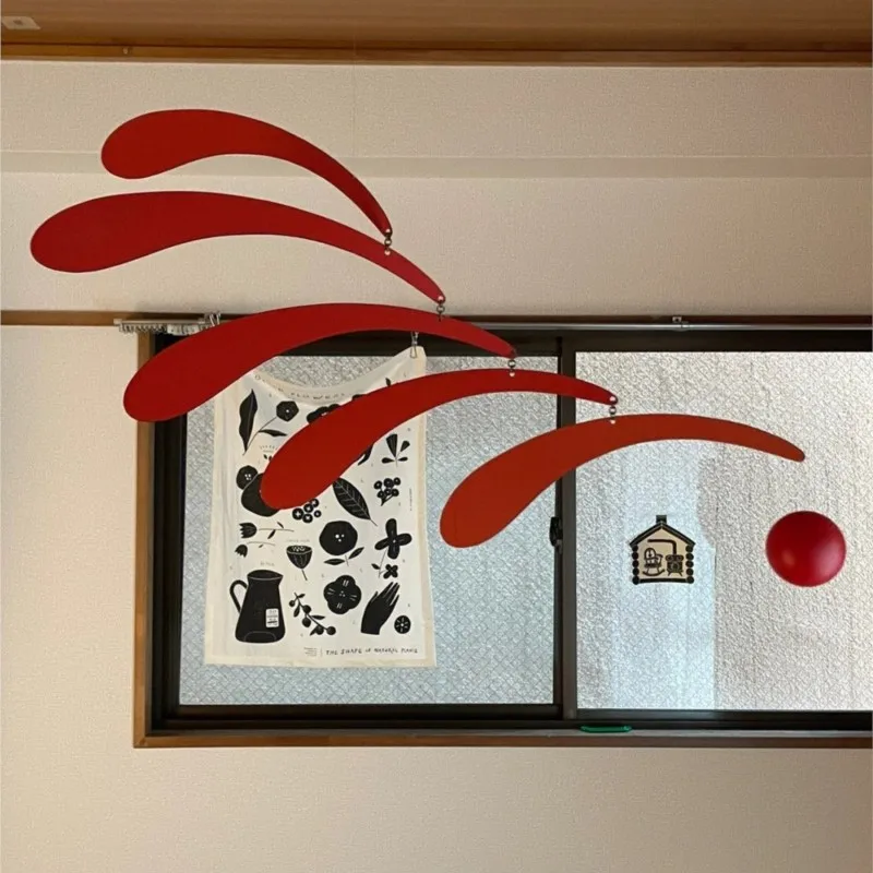 MOMO Museum's Same Aerial Dynamic Art Installation Medieval Style Ornaments Feather Style Chime Danish Balance Pendant