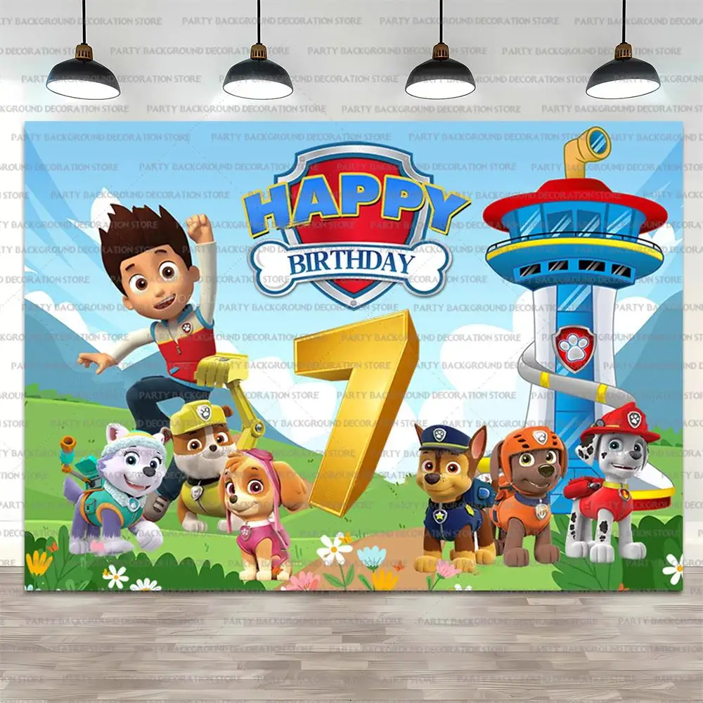 

Ryde Paw Patrol Dog Zuma Skye Marshall Chase Ryder Backdrop Boys Birthday Party Baby Shower Background Banner Rubble Rocky