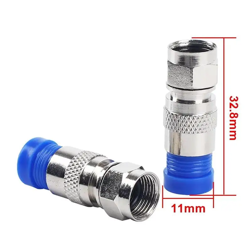 10 Pack RG6 F Type Compression Connectors Waterproof Corrosion Resistant for TV Antenna Satellite Coax Cable Installation