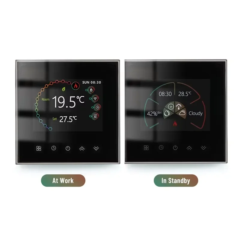 Beca BHT-2002 Smart Heating Thermostat TFT Color Screen Dual Interface Display Square Temperature Controller for Hospital Use