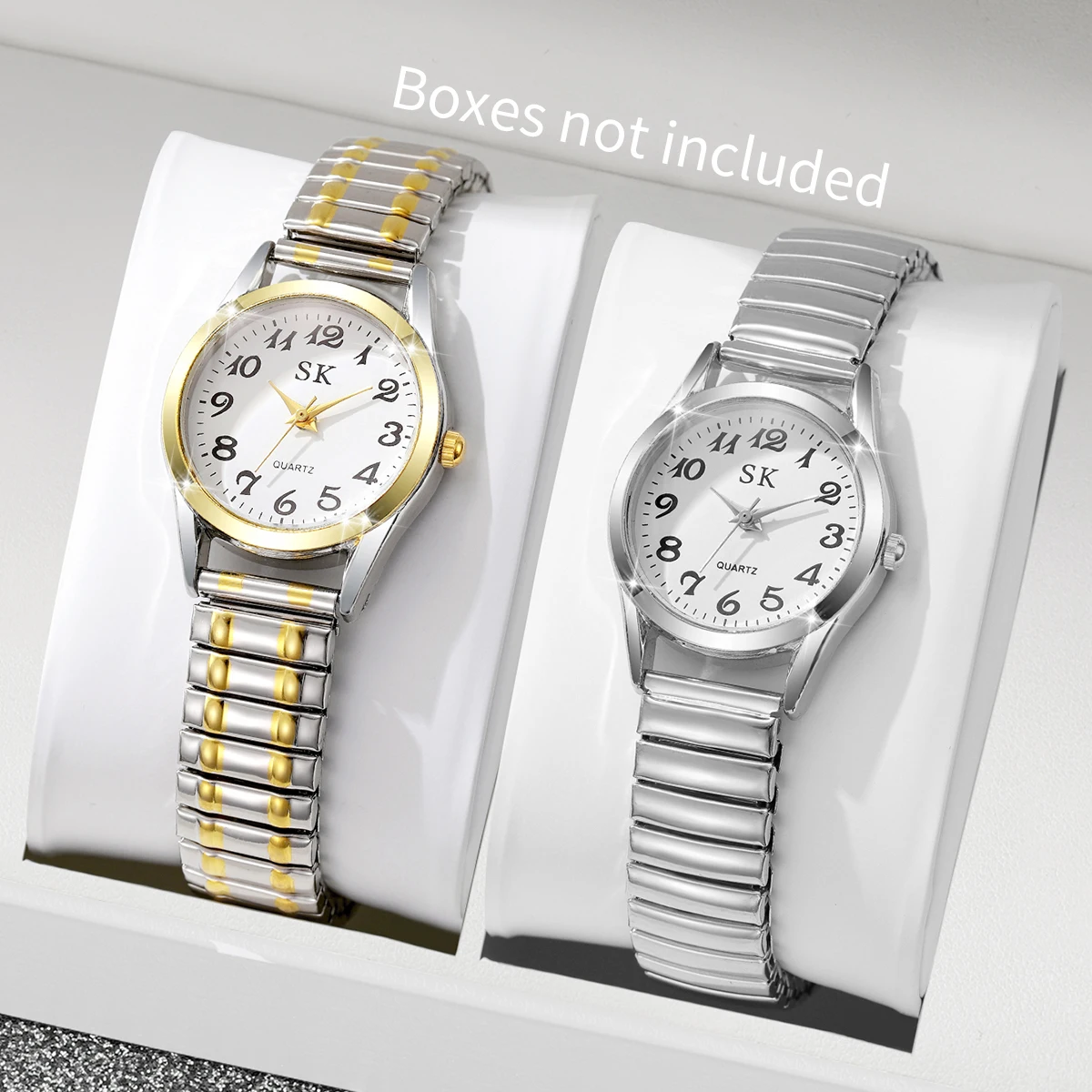 

2 шт. женские часы для пожилых людей, корейская версия, простые кварцевые часы с пружинным стальным ремешком для женщин среднего и пожилого возраста.