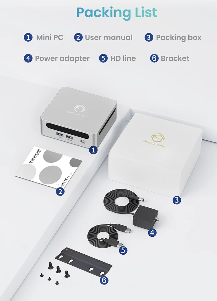 GenMachine Ryzen 5 5600U Mini PC for laptop and desktop computer Windows 11 Pro 16GB/32GB DDR4 Dual Channel WIFI6 Gaming pc