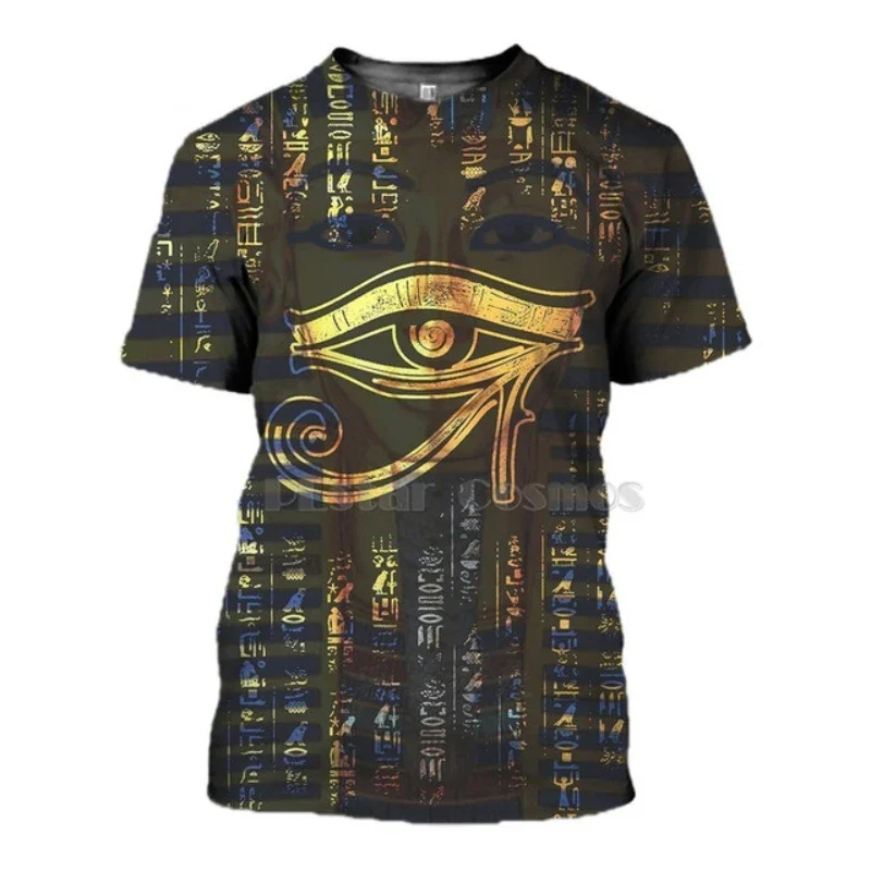 

Men's Egyptian Totem 3D Printed T Shirt Summer Funny Retro Mystery Ancient Horus Harajuku Short Sleeve Streetwear