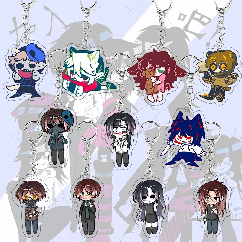 Porte-clés en acrylique Creepypasta Kawaii Ticci Toby Rake Sally Williams, accessoires de cosplay, jeu d'horreur, pendentif pour sac à dos, cadeau