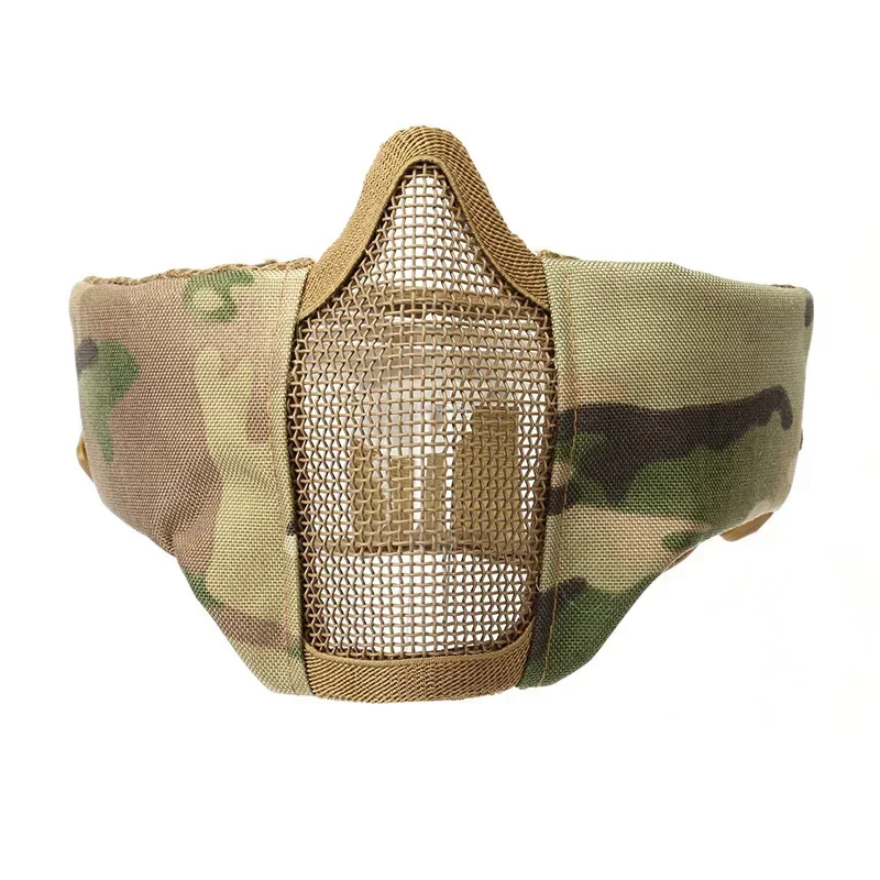 Half Face Metal Steel Airsoft Mask Hunting Tactical Net Mesh Mask for CS Protective Halloween Party