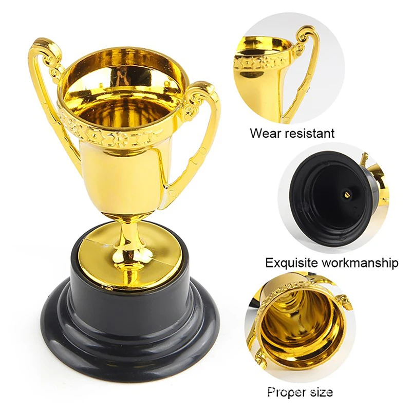 Student Sports Competitions Award Trophy Gold Cups Plastic Mini Children Reward Toys with Base Holiday Gifts Party Game Prizes