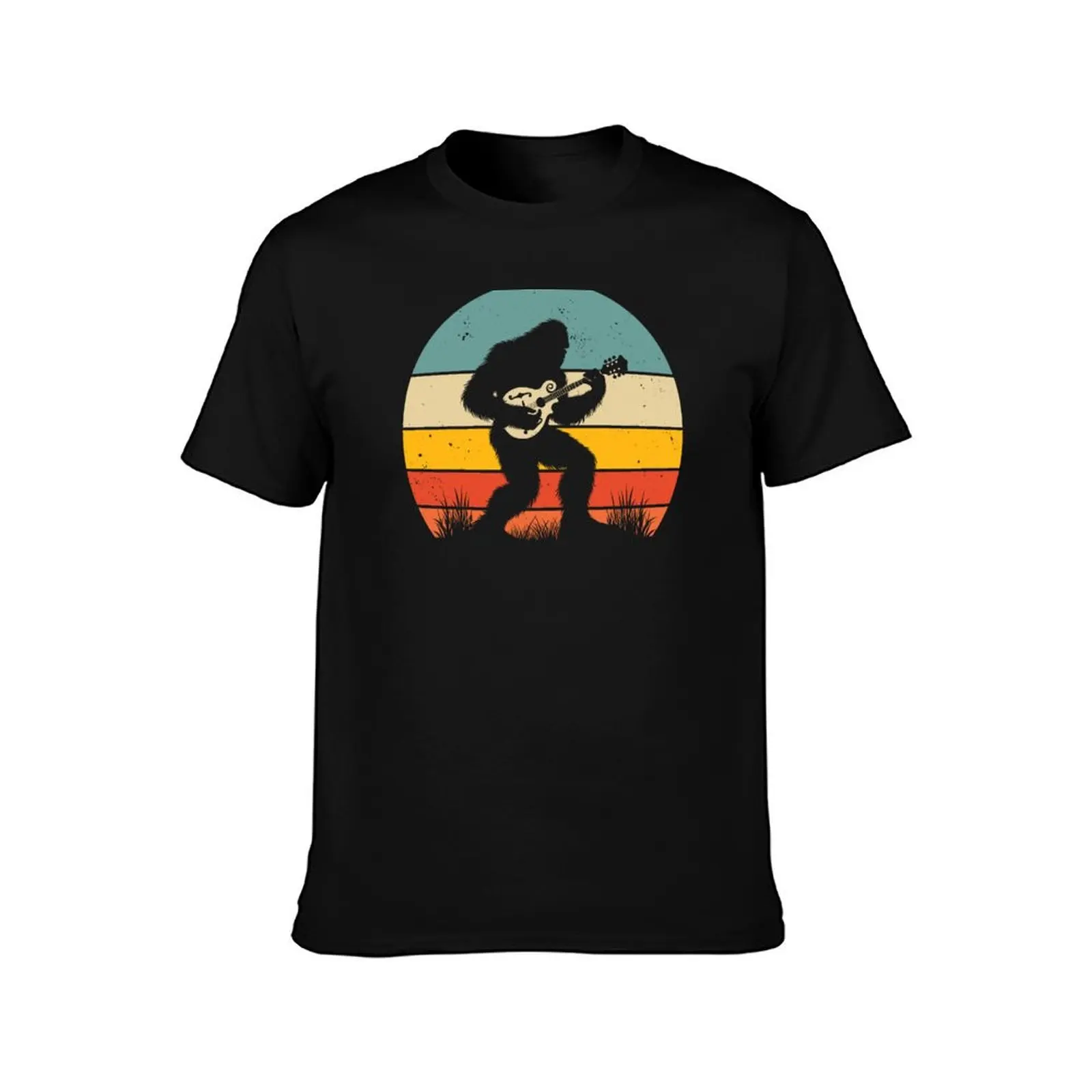 Bigfoot Sasquatch Playing Mandolin Vintage Music Lover T-Shirt Breathable Gym Short Sleeve T-Shirt
