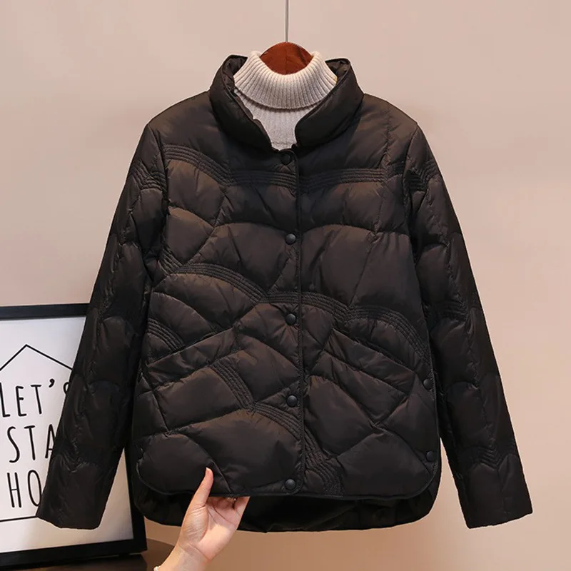 Autumn Winter 2024 New Product Xiangyun Embossed Down Jacket Women's Short Fashionable Stand Collar Thickened Warm Down Jacket