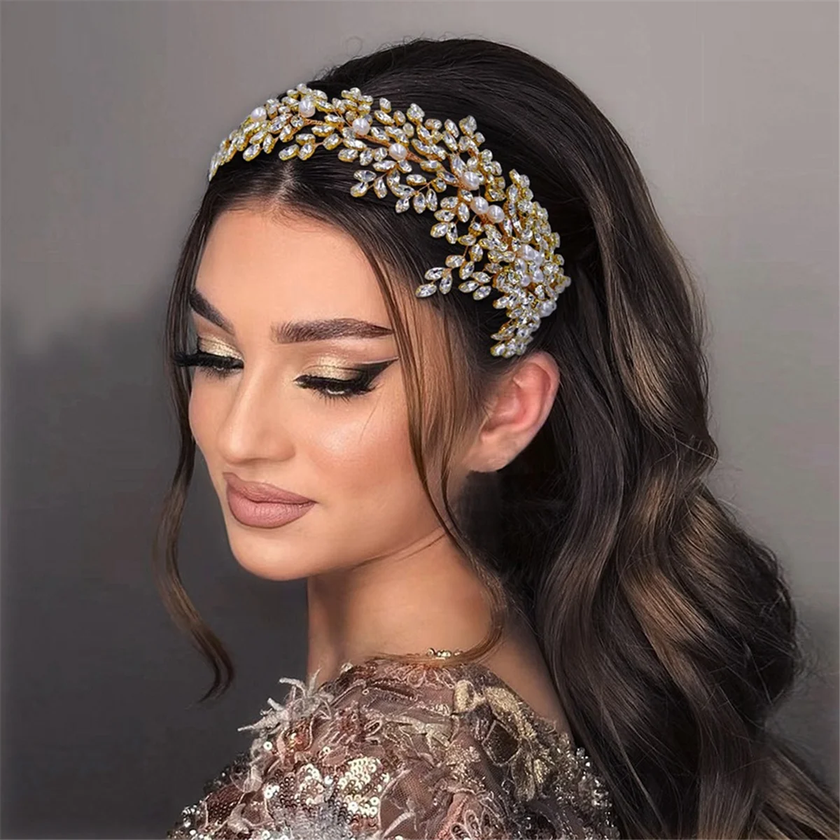 AT53 إكسسوارات شعر الزفاف الفاخرة DinnerParty غطاء رأس شعر الزفاف للنساء أمشاط شعر الزفاف غطاء رأس الزفاف، B