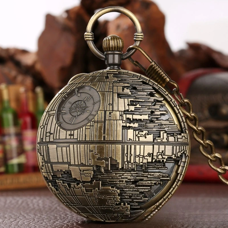 

Music Pocket Watch Star Wars Pocket Watch Bronze Quartz Wall Clock Girls Boys Pendant Clock Chain with Chain Hanging Watches