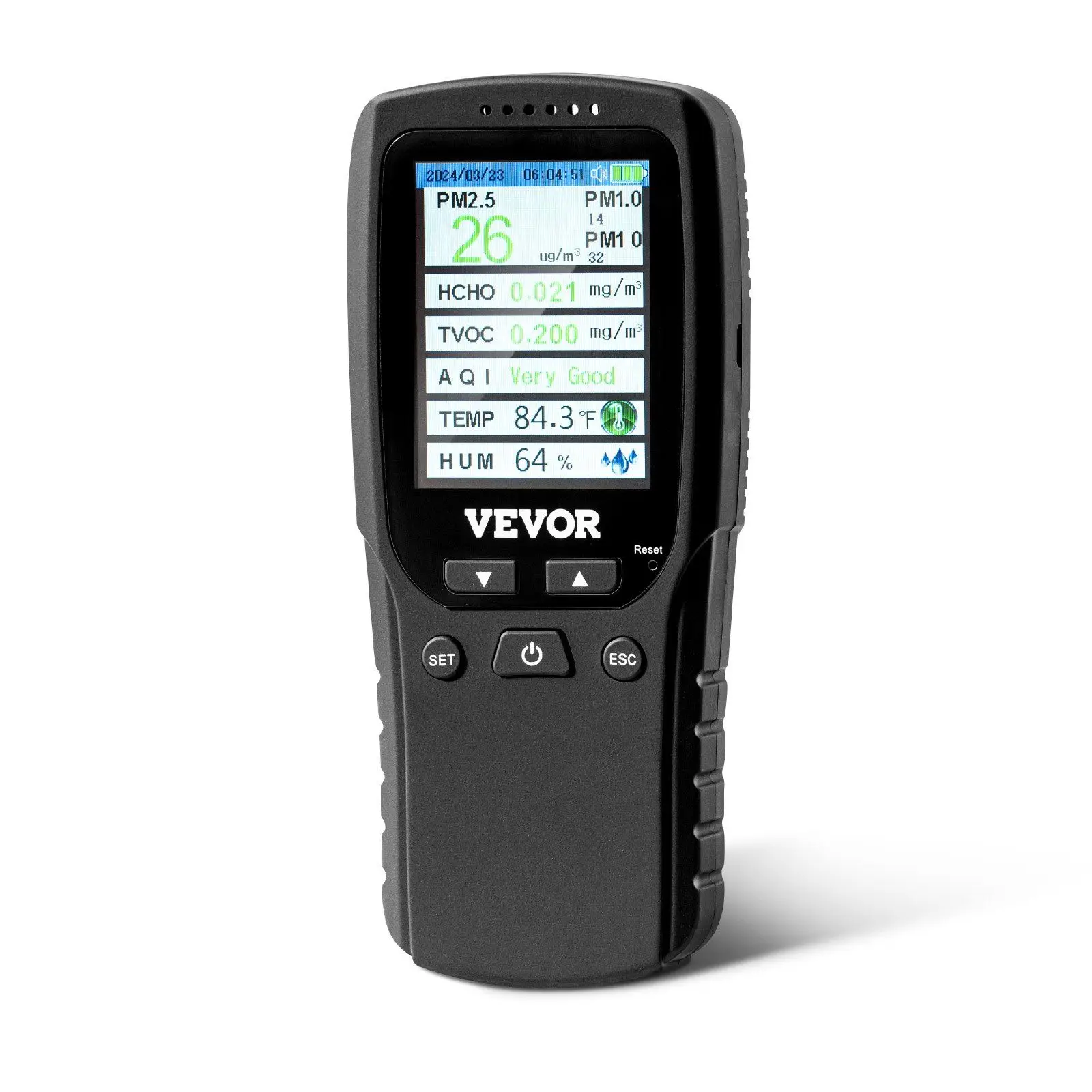 

"8-in-1 air monitor – PM2.5, formaldehyde, TVOC. Indoor/outdoor."