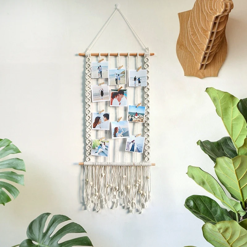Boho Decor Hand-Woven Leaf Tapestry Wall Hangings Bedroom Decoration Macrame Tapestries Background Photo Wall