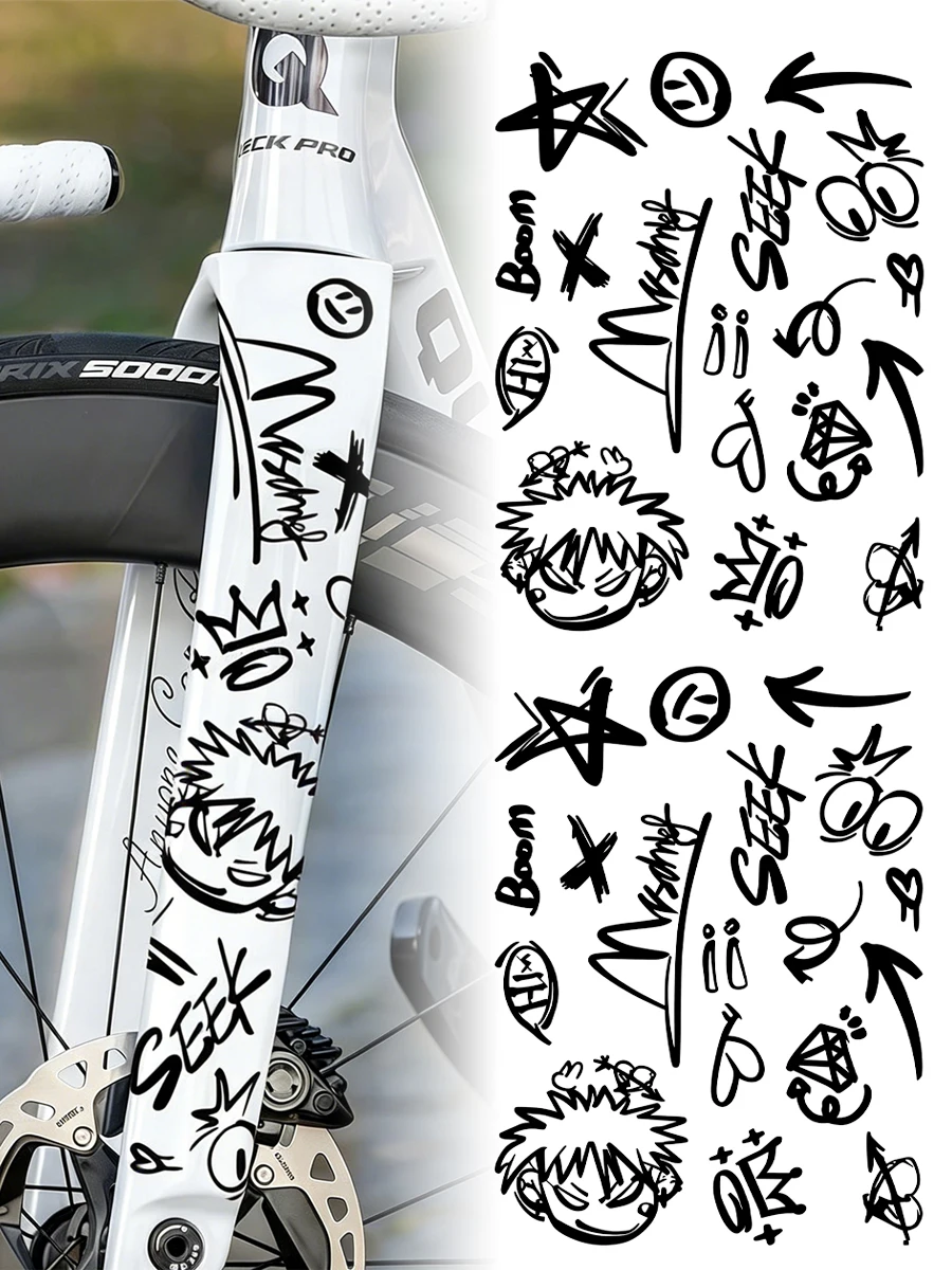 AliExpress NONE UV Transparent Graffiti DIY Bike Stickers Bicycle Frame Top Tube Cycling Road MTB Bikes Body Helmet Front Fork Decal Accessories