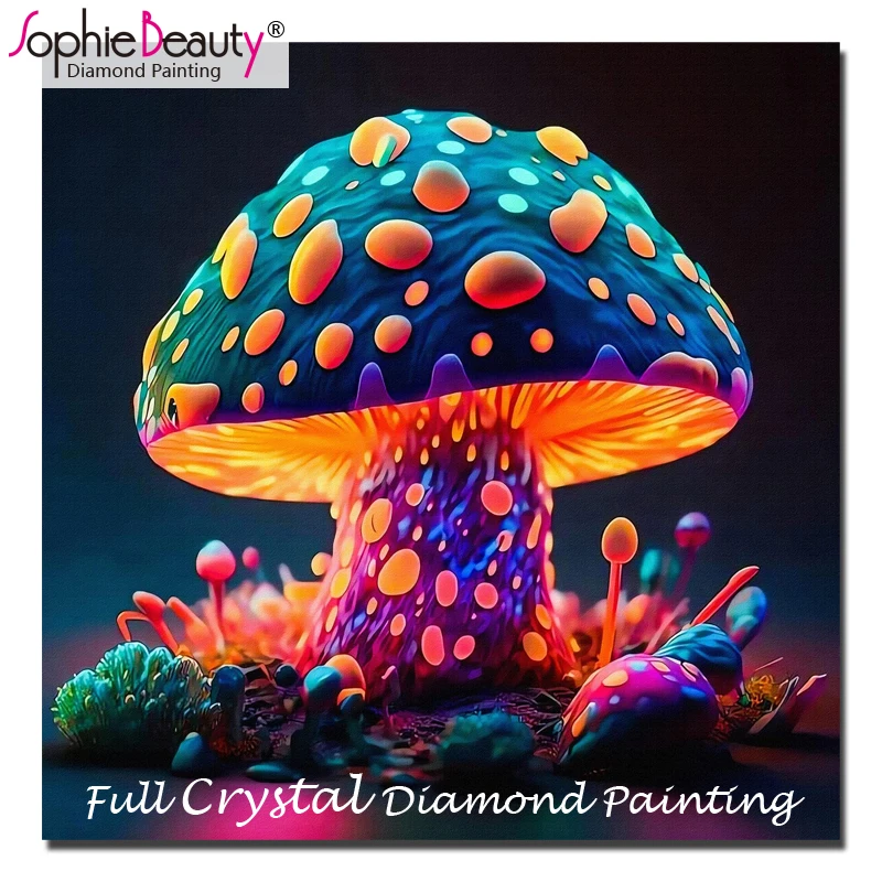 Sophie Beauty DIY 5D Mushroom Diamond Painting Kits 100% Crystal Square Colored Mushrooms Diamond Art Kits House Gift