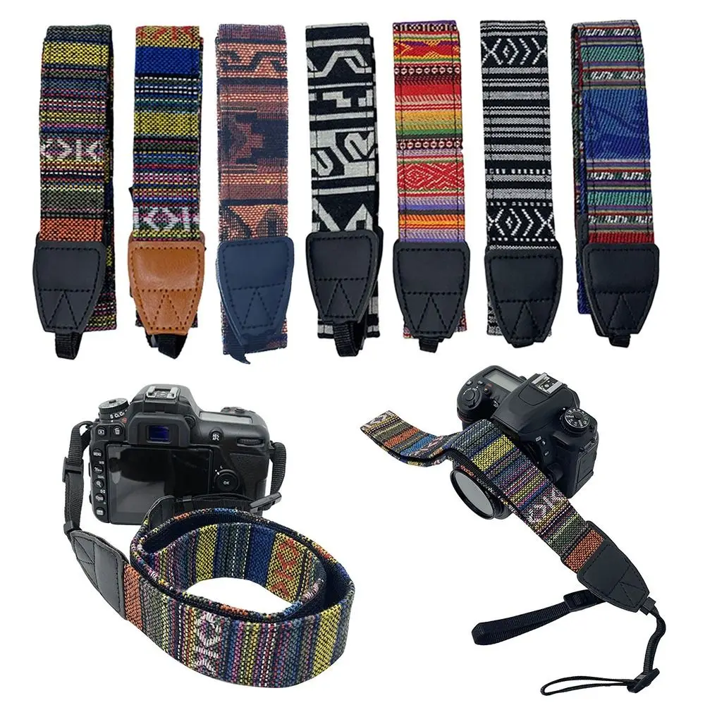 Adjustable Camera Strap Belt PU Leather Retro Ethnic Style Camera Shoulder Belt Neck Strap for For Nikon Camera For Sony Camera