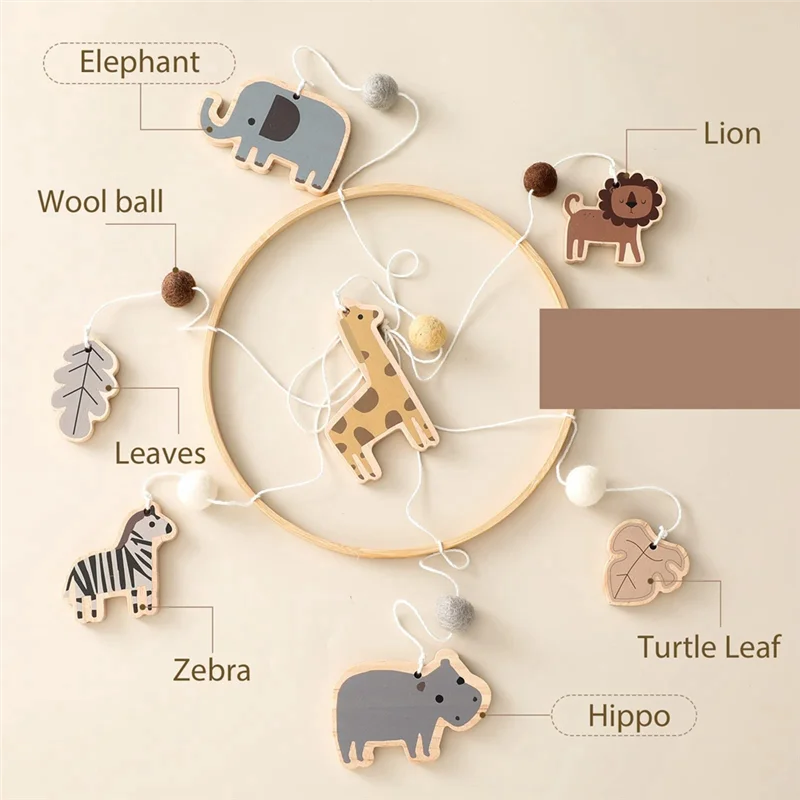 X18A-Baby Mobile For Crib - حيوانات الغابة Baby Mobile - الحضانة المتنقلة للفتيات أو الصبي الجنس محايد اليدوية المحمول سهل الاستخدام #4