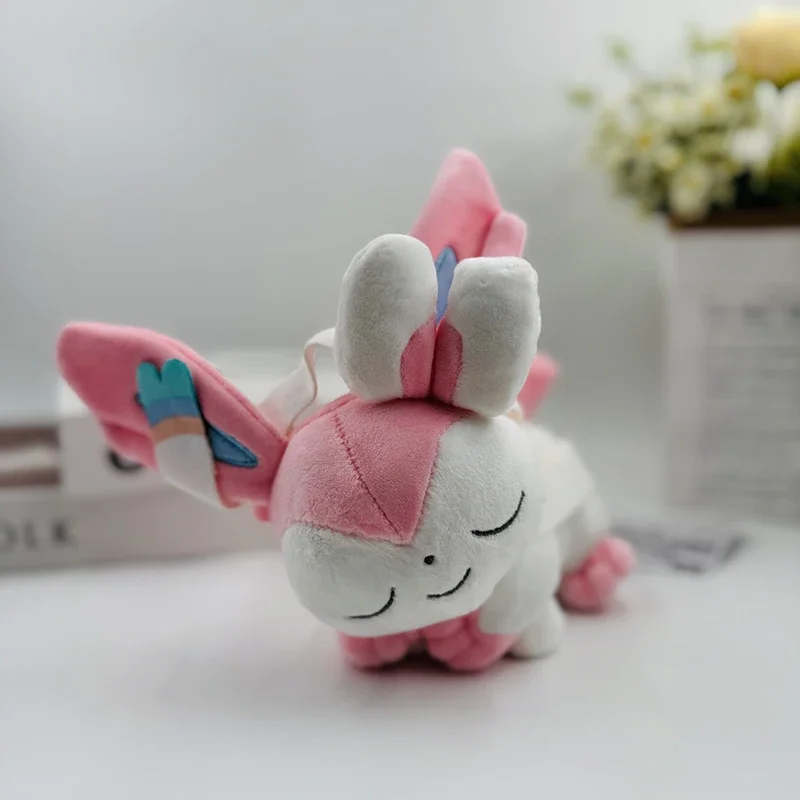 27cm Sylveon Pokemon Kawaii Plush Toys Pillow Anime Cartoon Pokémon Plushie Sleep Doll Stuffed Gift for Kids Birthday Xmas