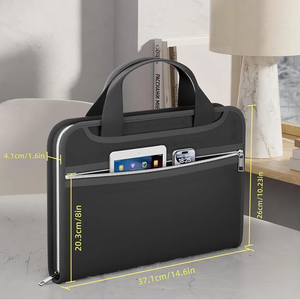 Briefcase With Zipper Waterproof Mens Document Bags Handbags Men's Bag Folder For Documents File Organiser For Office Travel