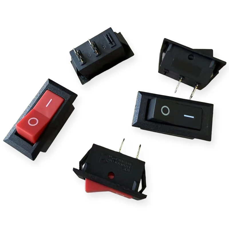 10PCS 16x32.5mm KCD2 Rocker Switch Hole 13.5x28.6mm Black/Red/Mixed 2-Pin 2-Gear 6A 250VAC/10A 125V AC Power Switch Accessories