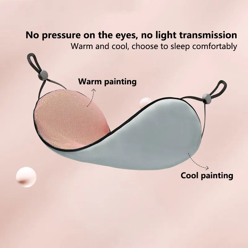Sleeping Eye Mask Korean Style Ice Silk Light Blocking Warm And Cool Dual Use Adjustable Breathable Comfortable For Travel Home