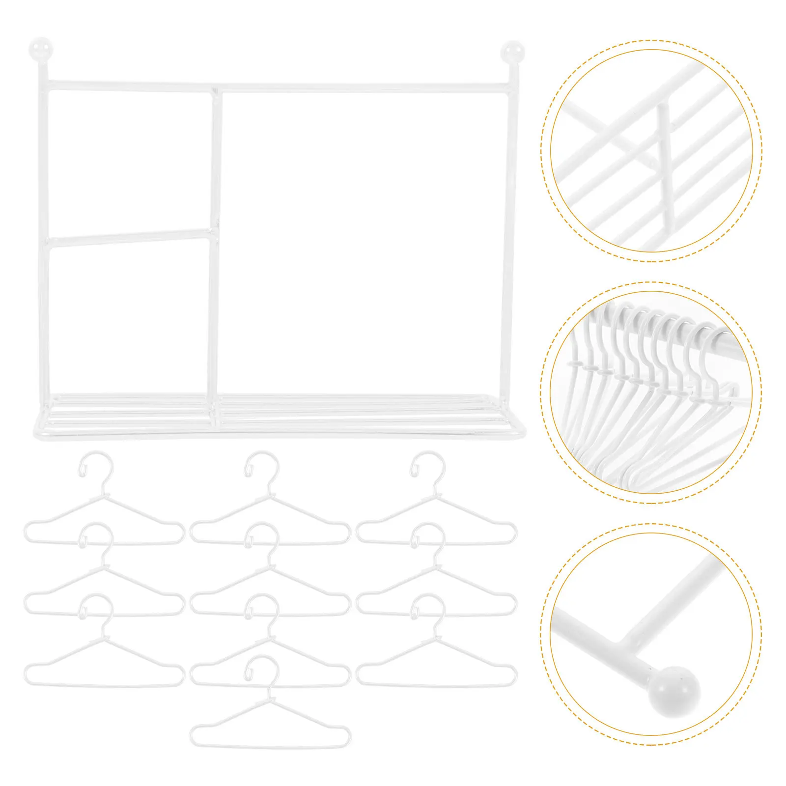 

1 Set Miniature Metal Clothes Hanger Display For House Decor Mini House Accessory Micro Landscape Bedroom Office Desk Decor