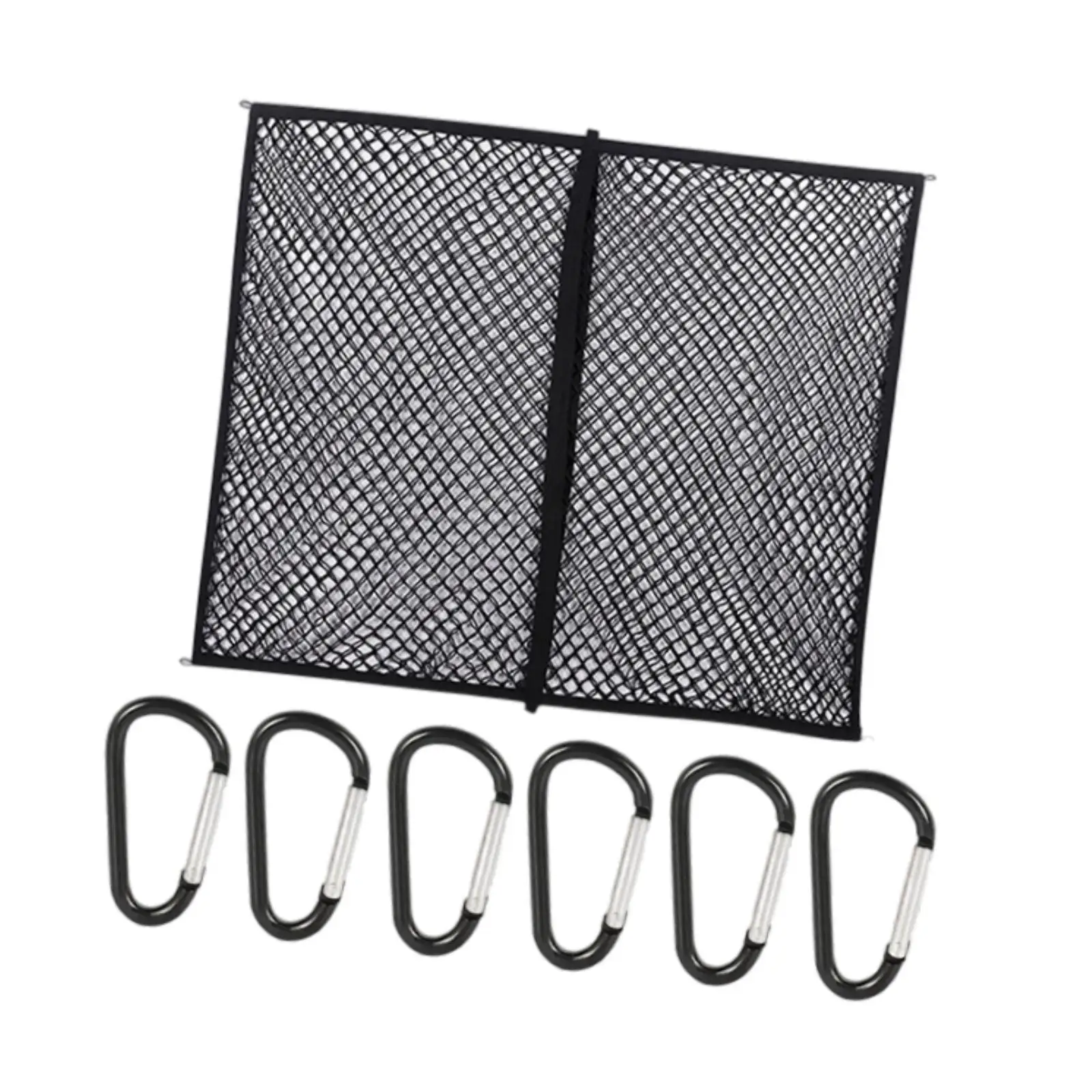 Cargo Net for Pickup Truck Bed Doube Layer Nylon Material Simple Assembly Multifunctional Stretchable with 6 Metal Hooks