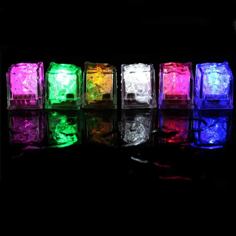 6pcs Luminous LED Ice Cubes Fun Fast Flash Water Toy Glowing Party Festival Bar Wine Glass Decoration Supplies Children\'s Bath