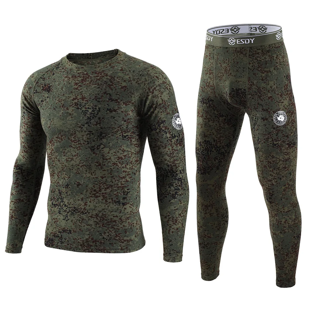 Winter camouflage Men\'s Thermal Underwear Warm Sports Long Johns High Quality Elasticity Cycling Underwear Compression Set