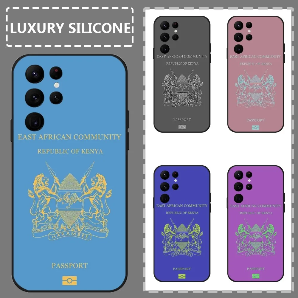 

Kenyan Passport Pattern Phone Case For Samsung Galaxy S24 Ultra S22 S23 Ultra S21 S20 5G Protective Silicone TPU Funda