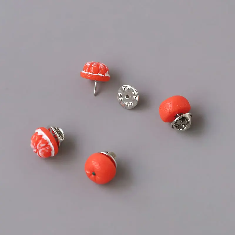 Sweet Fruit Brooch Women Cute Japanese Fashion Orange Pins Trendy Badge Cartoon Decoration Small Collar Buckle Girl Bag Jewelry