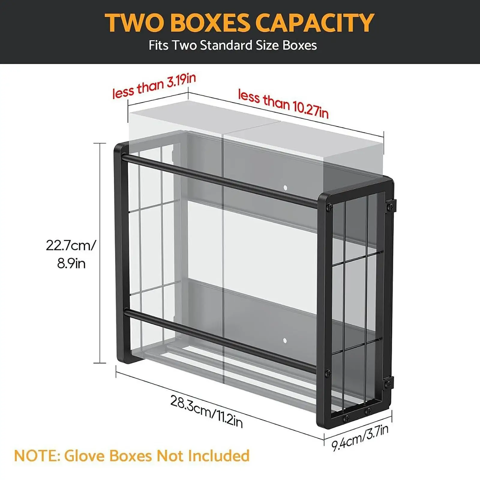 Wall Mounted Paper Tissue Box Holder Steel Glove Dispenser for Cupboard Organizer and Toolbox Areas
