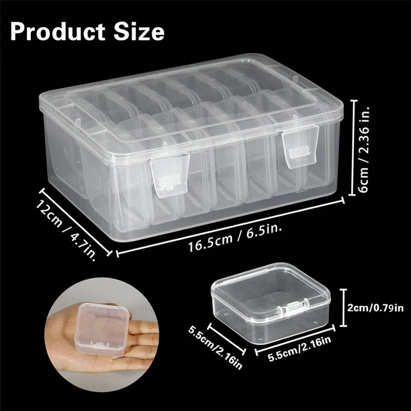Small Bead Organizers 15 Pieces Plastic Storage Cases Mini Clear Bead Storage Containers Transparent Boxes with Hinged Lid