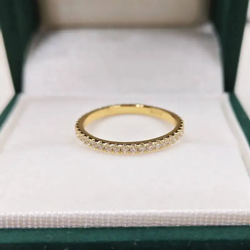 JoiasHome Gold Filled Wedding Band For Women Certified D Color VVS1 Lab Created 2mm Moissanite Eternity Ring Sparkling Jewelry view 4