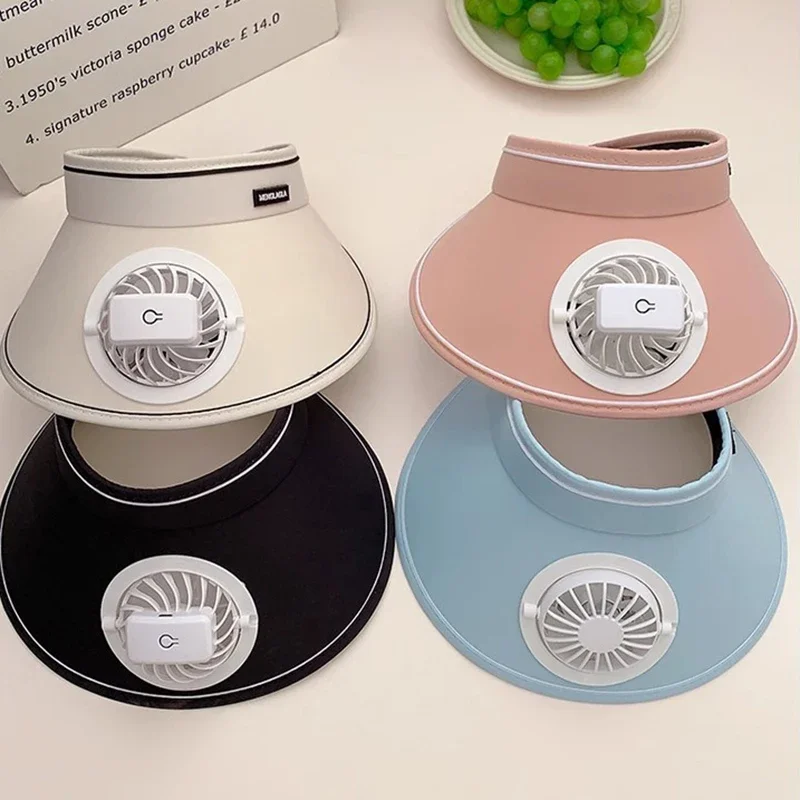 Cappello con ventola di raffreddamento traspirante Ventola per protezione solare Cappello con visiera parasole Cappello da pesca Cappello con visiera di raffreddamento Cappello con ricarica USB Ventilatore per cappello sportivo