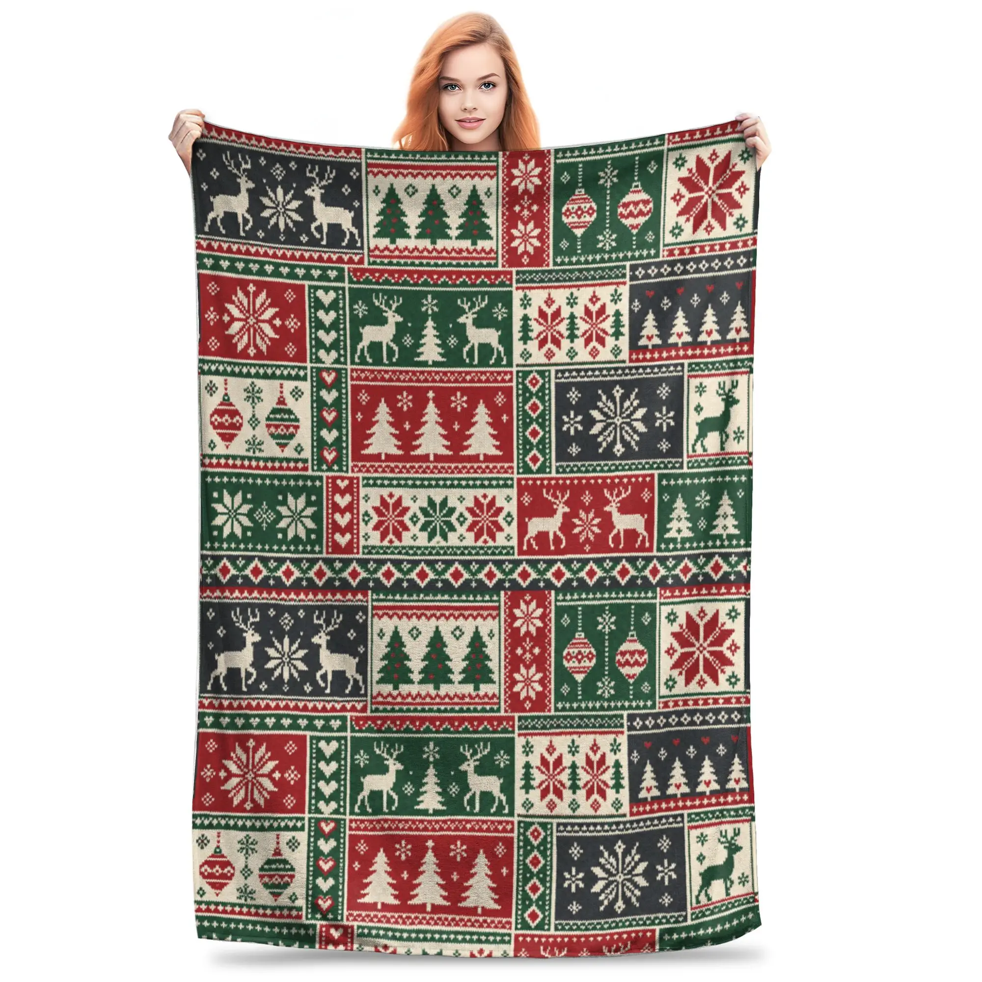 1PC Ugly Christmas Sweaters  Winter Blankets for Adults Bedding Home Interior Sofa Knee