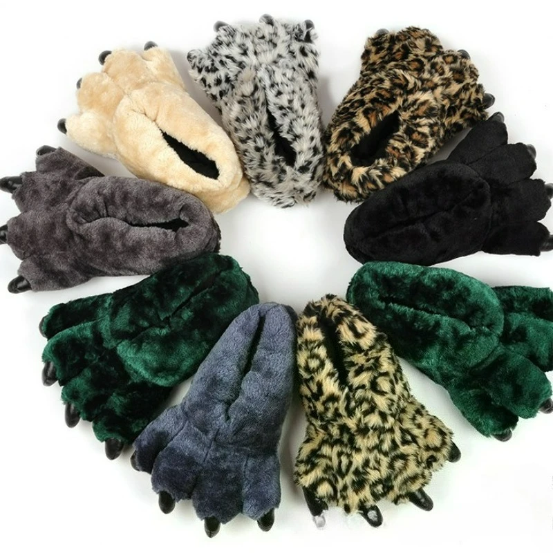 

2024 Chunky Warm Bear Paw Slippers for Home Husband Creative Funny Slipper Man Woman Indoor Fluffy Shoes Animal Soft Slippers