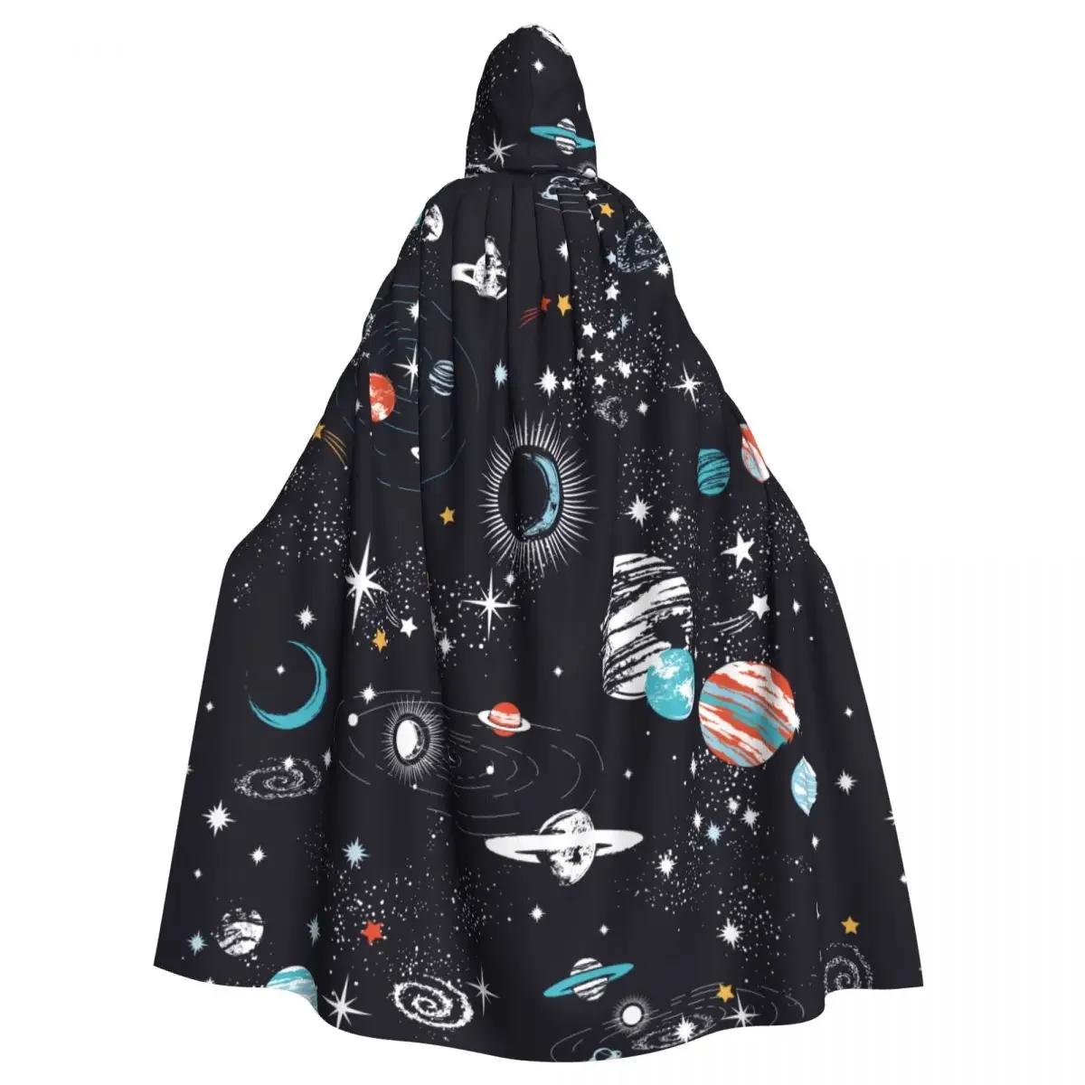 

Adult Cape Hooded Space Galaxy Zodiac Medieval Costume Witch Wicca Vampire Carnival Party