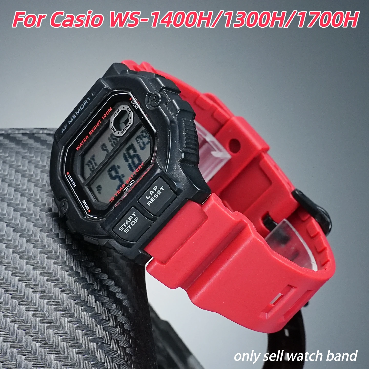 For Casio WS-1400H/1300H/WS-1700H W-737H Series soft Resin Watch strap 18mm Men's Women's Silicone Rubber Watchband Accessories