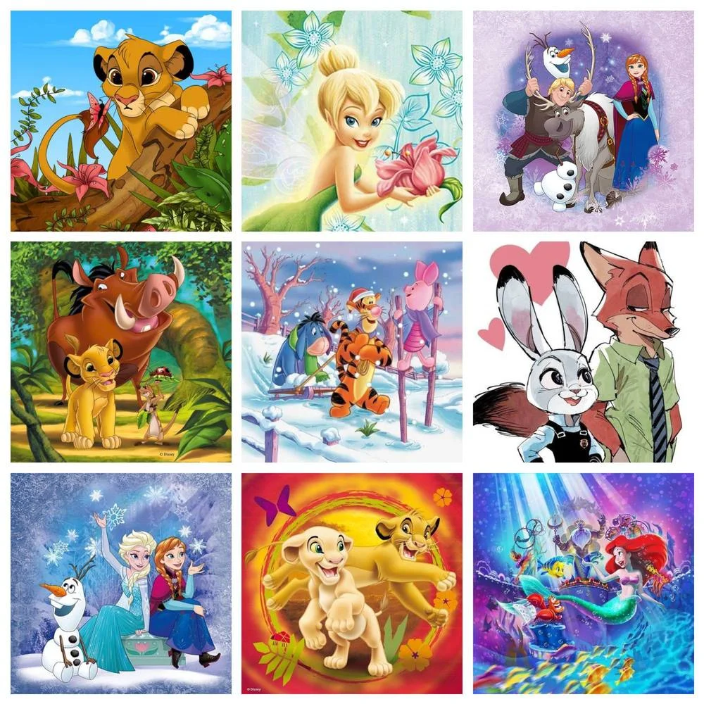 Disney 5D DIY Diamond Painting Cross Stitch Set Lion King Ice and Snow Legend Handmade Children's Gift Home Wall Art Decoration