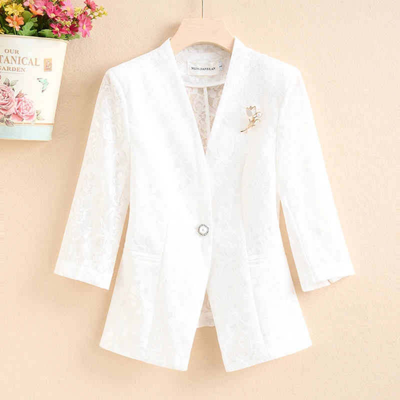 

Lace Short Women's Jacket Outerwear Spring Summer New Style Elegant Lady Small Size Match Skirt Polyester Fiber Breath...