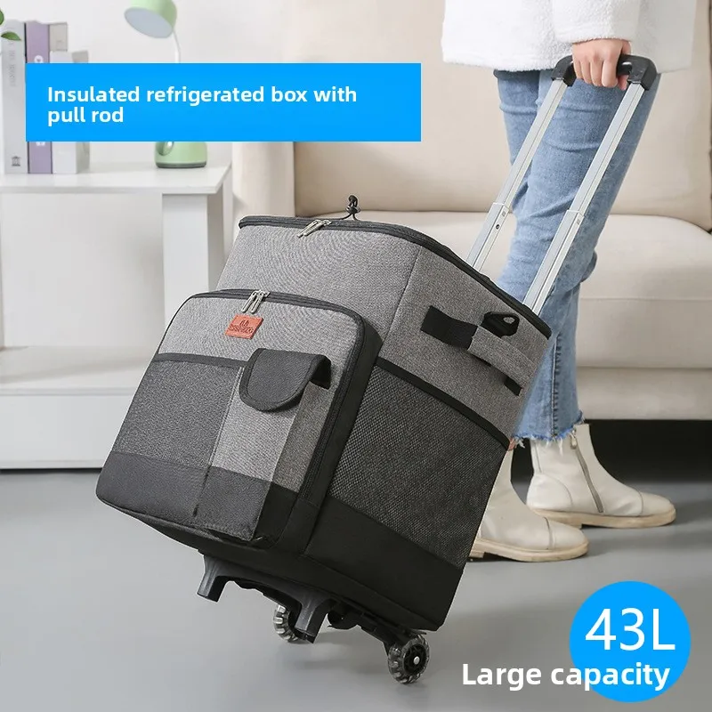 

Thiened Cam Ice Chest с тягой, большая емкость, изоляционная сумка для пикника на открытом воздухе, портативный дорожный холодильник