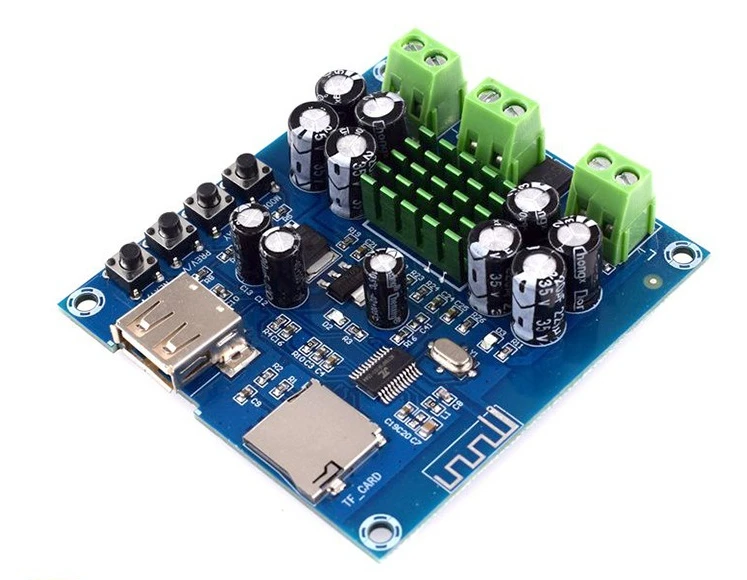 TPA3116D2 Bluetooth 5.0 Amplifier Board 2x50W Stereo, DC 12-24V USB TF Card Player MP3 WAV WMA FLAC Audio Amp Module